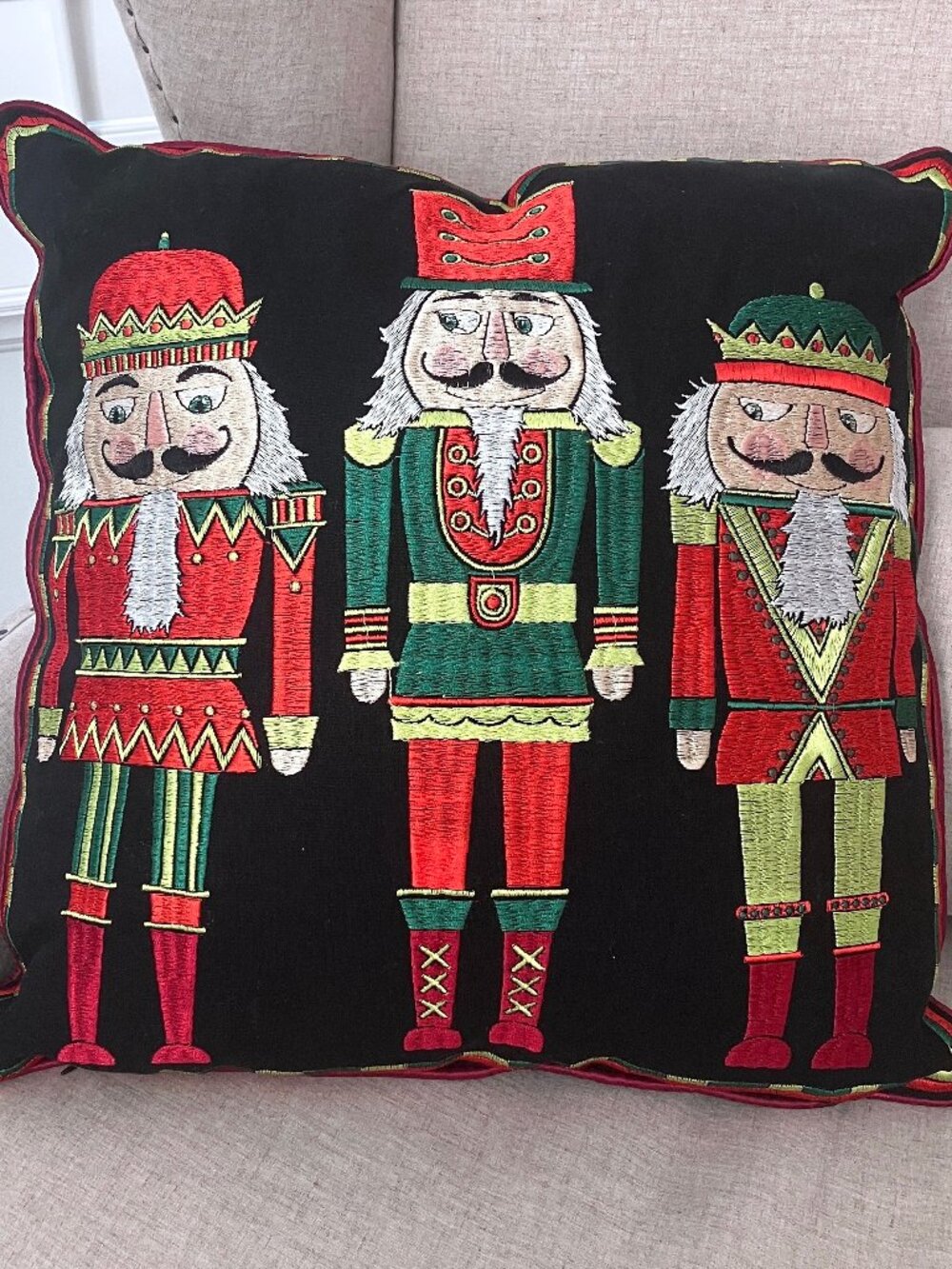 RAZ Imports Embroidered Nutcracker Pillow Cover Christmas Decor